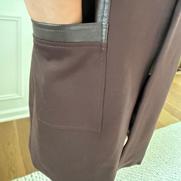 G.I.L.I. GILI Ponte Faux Leather Open Front Vest Espresso 14 - Picture 5 of 8